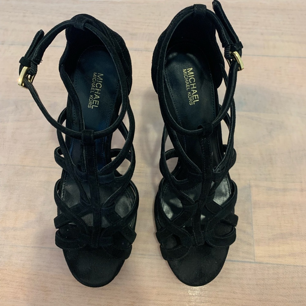 Michael Kors Sandra Platform, Black Suede 7M